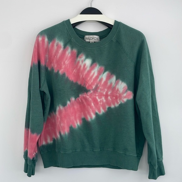 WILDFOX Watermelon Wash Sommers Sweatshirt Size Medium Green and Pink Tie-Dye - Picture 1 of 17